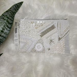 NEW! Beaded Clutch White Bag